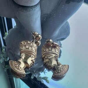 Gold Pharaoh Head Earrings